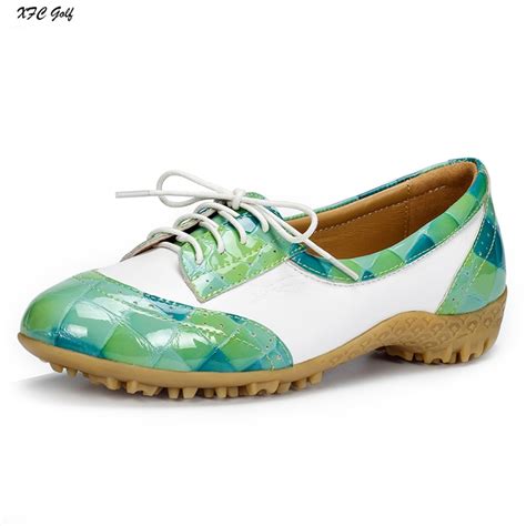 Ladies golf shoes Women waterproof genuine leather breathable golf ...