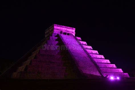 Chichen Itza at Night stock photo. Image of chichen - 147438946