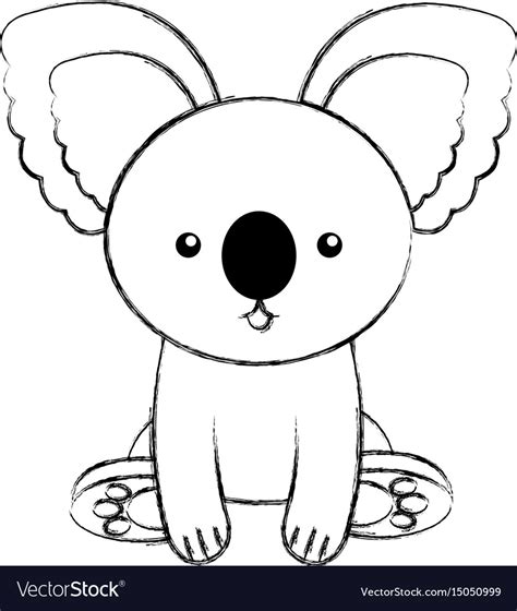 Cute sketch draw koala cartoon Royalty Free Vector Image