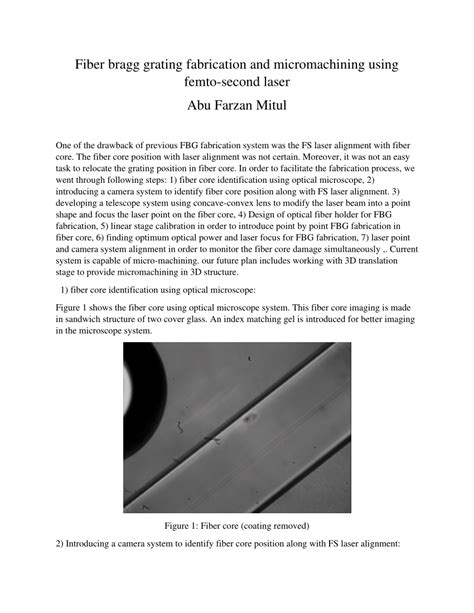 (PDF) Fiber bragg grating fabrication and micromachining using ...