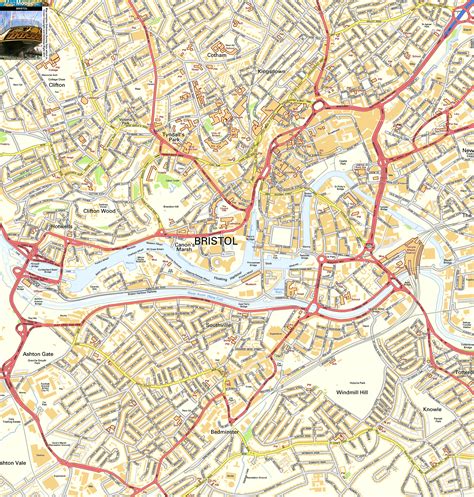 Bristol Offline Street Map, including the SS Great Britain, Cathedral ...