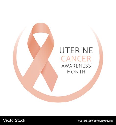 Peach ribbon uterine cancer awareness Royalty Free Vector