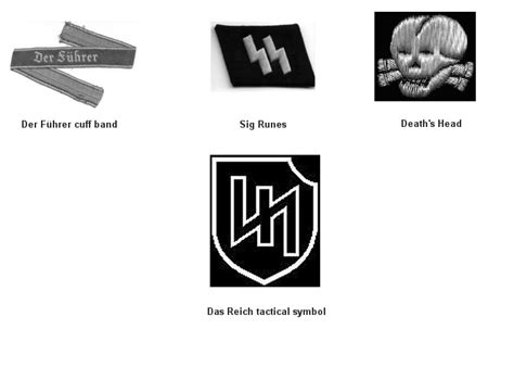 Various SS insignia for both Das Reich and Der führer