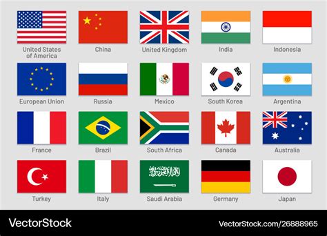 G20 countries flags major world advanced Vector Image