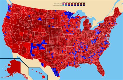 1984 United States presidential election results by county [1513 x 983 ...