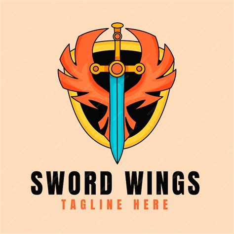 Premium Vector | Hand drawn sword with wings logo template