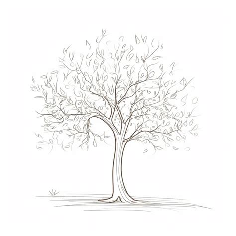 Premium AI Image | drawing of a tree with leaves blowing in the wind ...