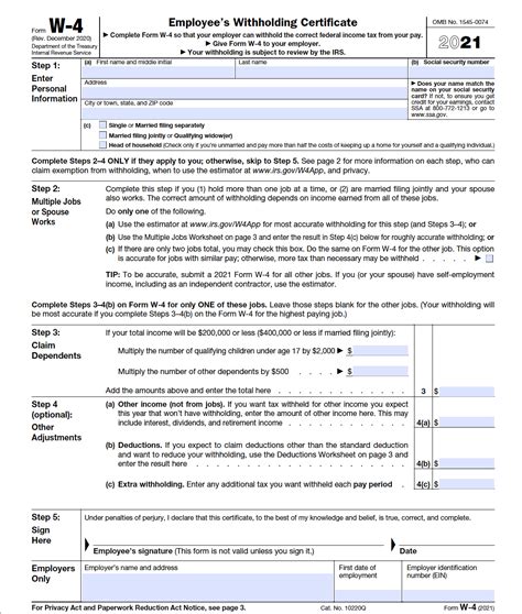 Blank W4 2023 Form - Printable Forms Free Online