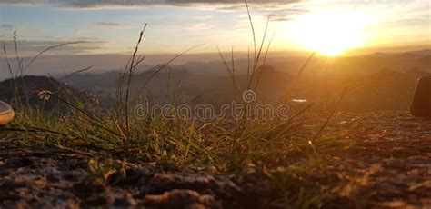 Morning Sunrise View from High Hill Stock Image - Image of tree ...