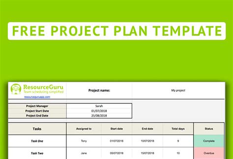 Project Plan Template Excel Free