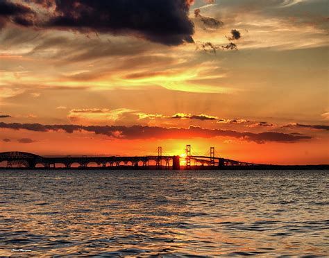 Chesapeake Bay Bridge Sunset 4 Photograph by Glenn Thompson - Pixels