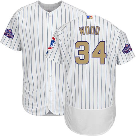 Men's Majestic Chicago Cubs #34 Kerry Wood Authentic White 2017 Gold ...