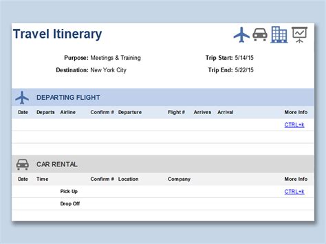 EXCEL of Travel Itinerary.xlsx | WPS Free Templates