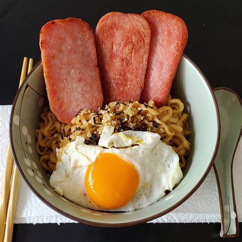 Spicy Ramen with Spam and Fried Egg Recipe