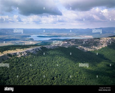 Aerial view mountains and sea from drone Stock Photo - Alamy