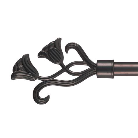 Curtain Rod with Mounting Hardware and Decorative Floral Finials 66Â ...