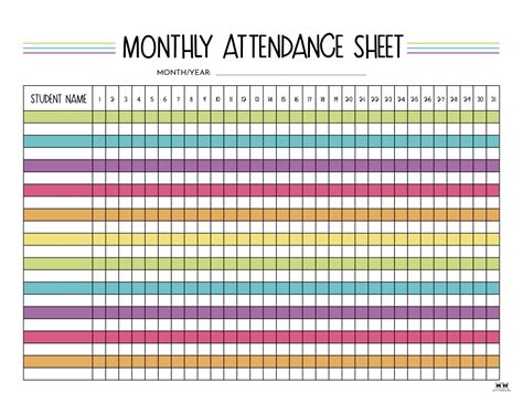 School Attendance Sheets Free Printables