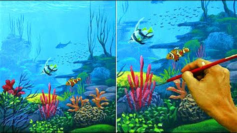 Acrylic Seascape Painting Tutorial | Underwater Corals and Fishes by JM ...