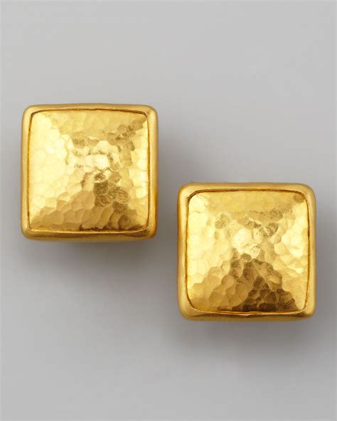 Amulet 24k Gold Square Stud Earrings | Neiman Marcus