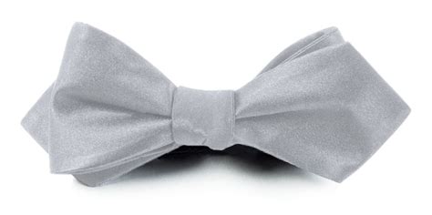 Solid Satin Silver Bow Tie | Silk Bow Ties | Tie Bar