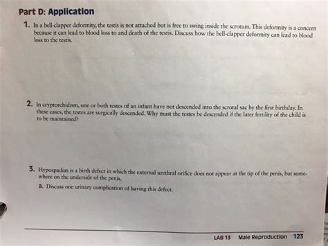 Solved Part D: Application 1. In a bell-clapper deformity, | Chegg.com