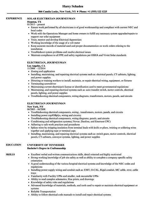 Journeyman Electrician Resume | TUTORE.ORG - Master of Documents