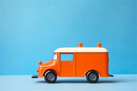 Premium AI Image | A toy truck with a white roof and orange roof.