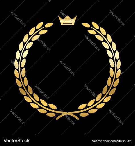 Gold laurel wreath crown leaf Royalty Free Vector Image