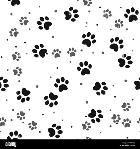 Dog paw print seamless pattern on white background eps10 Stock Vector ...