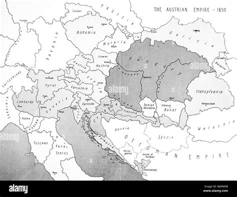 Map of the Austrian (Austro-Hungarian), Empire. 1850 Stock Photo - Alamy