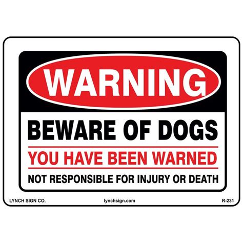 Lynch Sign 14 in. x 10 in. Warning Beware Of Dogs Sign Printed on More ...