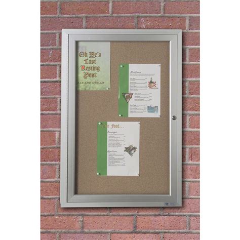 United Visual Vertical Outdoor Enclosed Bulletin Board 1 Door - 24"L x ...