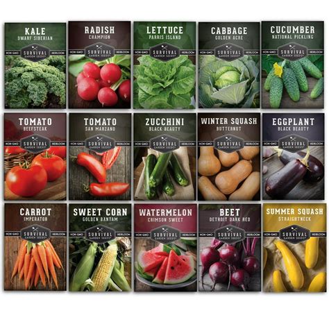 Survival Garden Seeds Vegetable Garden Collection Seed Vault - Non-GMO ...