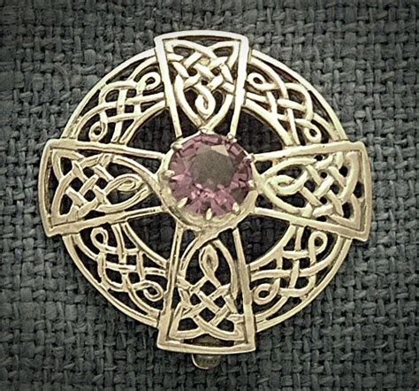 SILVER CELTIC BROOCH WITH AMETHYST | Isle of Mull Silver and Goldsmith