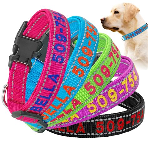 Personalized Dog Collar Custom Embroidered Nylon Dog ID Tag Collars ...