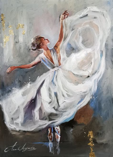 Aerial ballet dancer girl oil painting. Dancing lady artwork. Ballerina ...