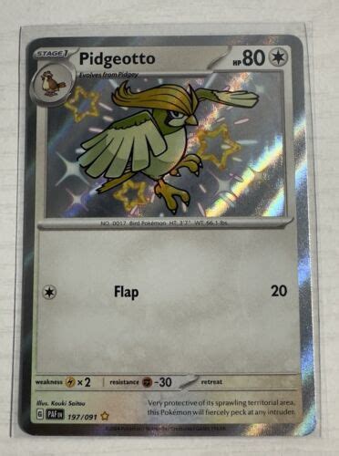 Pokemon TCG Paldean Fates PAF 197/091 Pidgeotto Shiny Rare Holo Card | eBay