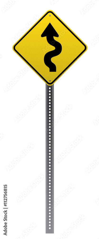 Winding road sign on white background Stock Vector | Adobe Stock