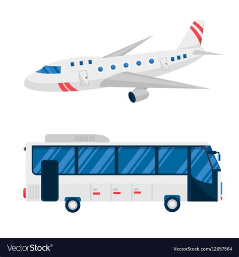 Airplane and bus Royalty Free Vector Image - VectorStock