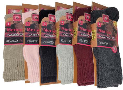 Women Merino Lamb Wool Socks, Thermal Heavy Duty Warm Winter Socks, 6 ...