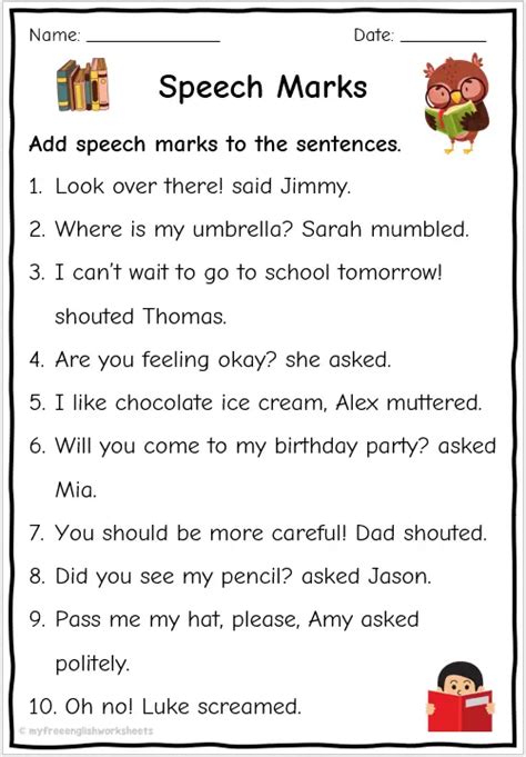 Grade 2 Speech Marks Worksheets | Free English Worksheets