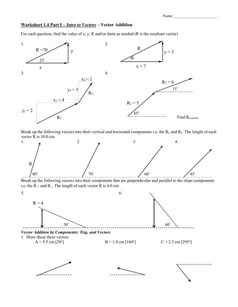 Vectors Worksheet With Answers - Wordworksheet.com