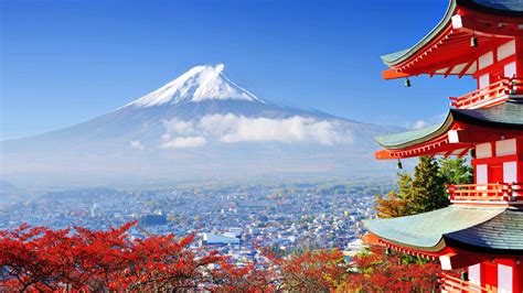 View Of Mount Fuji From A Red Pagoda, Tokyo UHD 4K Wallpaper | Pixelz