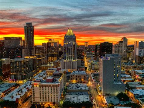 Stunning sunset in downtown Austin, TX