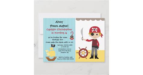 Pirate Ahoy Mates Birthday Party Invitation Boy | Zazzle