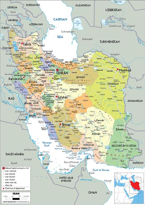 Iran Map (Political) - Worldometer