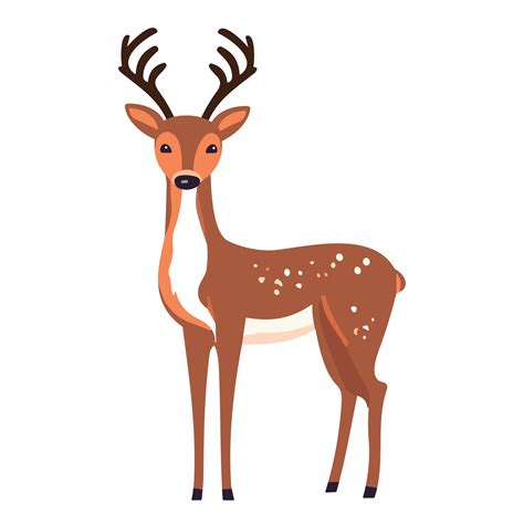 Cute deer with antlers, vector illustration. Standing cute deer ...