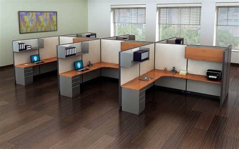 L Shape Cubicle Desk Workstation With Storage | Cubicle design ...