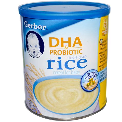 Gerber, DHA & Probiotic, Single Grain Rice Cereal for Baby, 8 oz (227 g ...