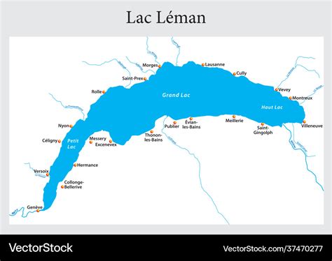 Map lake geneva switzerland and france Royalty Free Vector